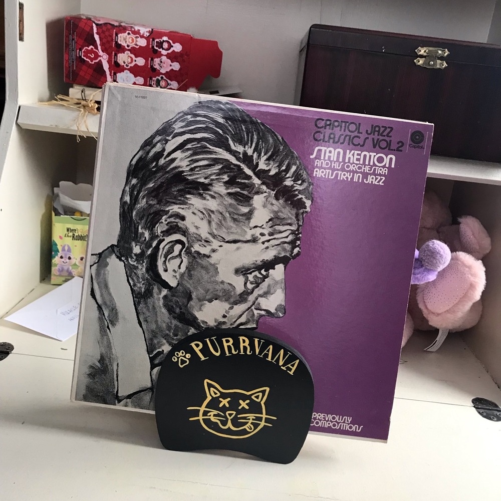 Handmade record holder- Purrvana